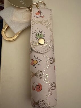 NWT Disney Princess Bath and Body Works Pink Patterned Keychain Lipstick Holder